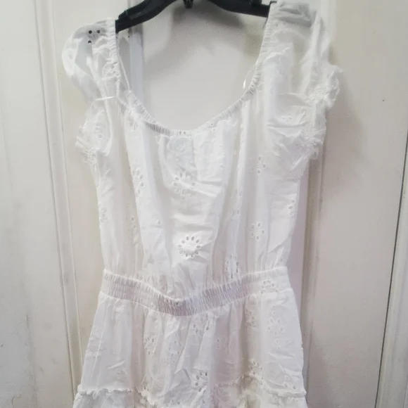 Aqua Eyelet Tiered Peasant Dress - Picture 3 of 6